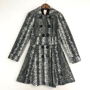 Candie's Women's Size Large Grey White Snakeskin Double Breasted Coat Jacket